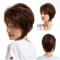 HAIRJOY Short Curly Pixie Brown Wig For Women วิกผมสังเคราะห์ธรรมชาติ