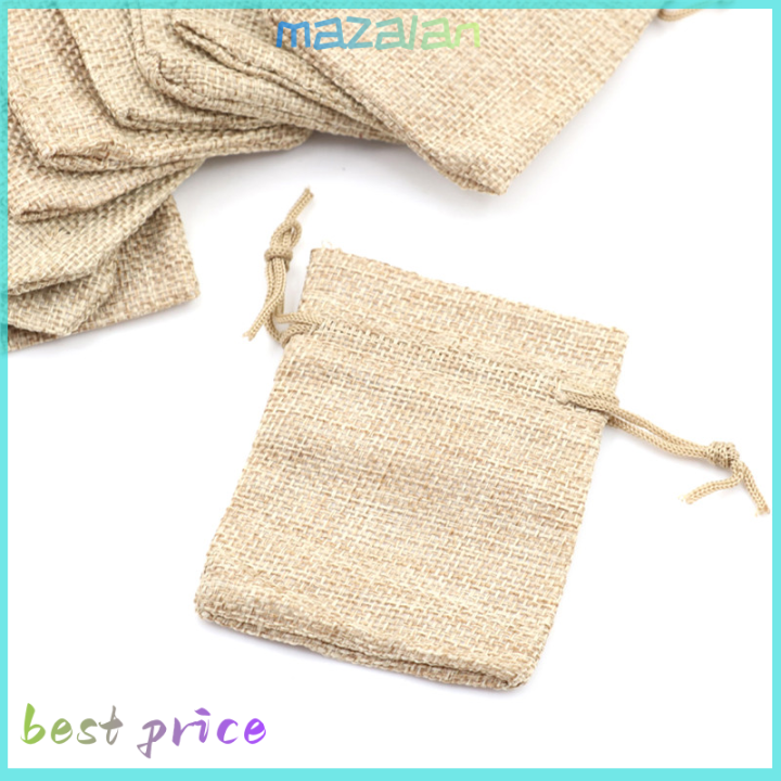 mazalan-10pcs-เล็กๆกระสอบกระสอบกระสอบผ้าลินินกระเป๋า-drawstring-wedding-supplies