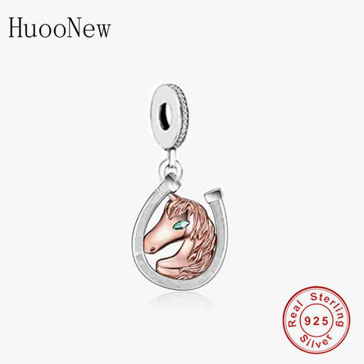 Fit Original Pandora Charm Bracelet 925 Sterling Silver Horseshoe Unicorn Heart Bead For Making Women Good Luck Berloque