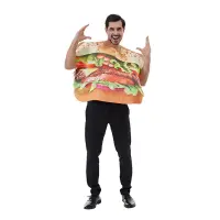 1 Piece Fantasy Costumes Unisex AdultS Spongy Double Cheeseburger Costume Adult Hamburger Costume