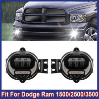 Q 2ชิ้นรถไฟตัดหมอกเหมาะสำหรับ Dodge Ram 150025003500 LED ไฟตัดหมอกประกอบสีขาว DRL สีเหลืองเปิดไฟ LED อัตโนมัติผ่านโคมไฟ