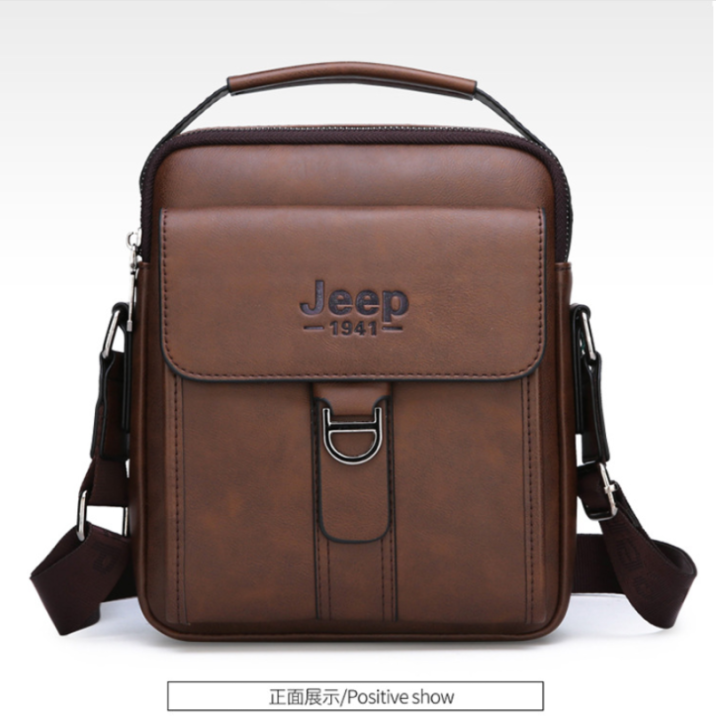 jeep-กระเป๋าใส่เอกสารหนังผู้ชาย-กระเป๋าสะพายไหล่วินเทจกระเป๋าถือกระเป๋าสะพายพาดลำตัวแบบลำลองใส่ไอแพด