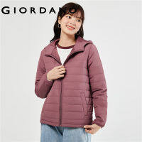 Giordano ผู้หญิง เสื้อแจ็คเก็ตผ้าฝ้ายมีฮู้ดสีทึบกระเป๋าหลายตัว Free Shipping 13371824