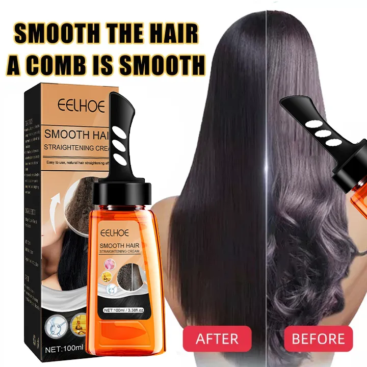 EELHOE hair straightening cream keratin comb type hair treatment solution  hair care permanent hair cream with comb 100ml | Lazada PH