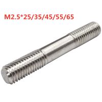 Holiday Discounts 10Pcs/Lot Stainless Steel Double End Thread Rod Dual Head Threaded Bar Stud Bolt M2.5*25/35/45/55/65