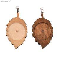 ✈▼ 10pcs Wood Leaf 25mm Cabochon Base Setting Pendant Wooden Bezel Earring Stainless Steel Hooks for Necklace DIY Jewelry Making