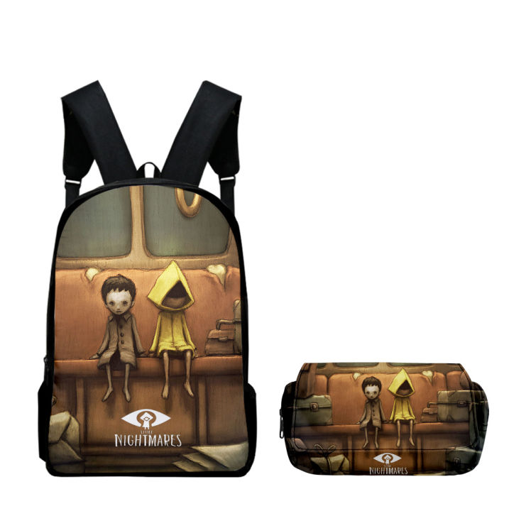 2pcsset-little-nightmares-teenager-students-schoolbag-backpack-boys-girls-oxford-waterproof-3d-anime-backpack-travel-bag