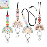 ZTTEBE 4Pcs สายคล้องคอ พับเก็บได้ สีสำหรับตกแต่ง ที่ใส่ป้าย ทนทานต่อการใช้งาน ม้วนป้าย ออฟฟิศสำหรับทำงาน