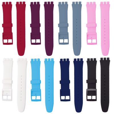 Gosear 12mm 17mm 19mm Adjustable Soft Silicone Replacement Watch Strap Band Wristband for Swatch Watches Watch Banda Accessories Cases Cases