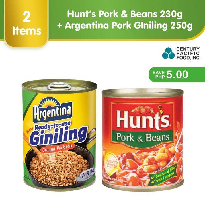 Hunt's Pork & Beans 230g + Argentina Pork GIniling 250g | Lazada PH