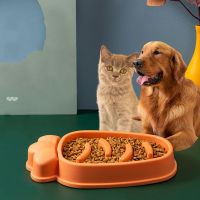 Pet Slow Food Bowl Carrot Type Anti-choke Rice Bowls Puppy Cat Slow Down Eating Feeder Dish Prevent Obesity Dog Feeding Supplies