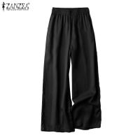 ZANZEA ashion Solid Color Elastic Waist Wide Legs Casual Loose Long Trousers