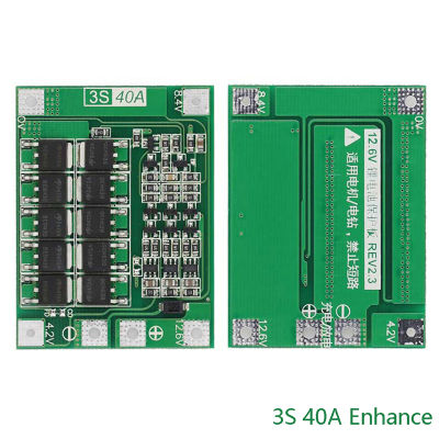 HUALI02 3S 4S 40A 60A ลิเธียมไอออนที่ชาร์จแบตเตอรี่ลิเธียมแผ่นป้องกัน18650 BMS สำหรับมอเตอร์เจาะ11.1V 12.6V/14.8V 16.8V เพิ่มความสมดุล