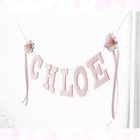 Personalized Gorgeous birthday letter bunting Baby name flag Pink flower Sweet Party Decorations Nursery Garland Home Decoration