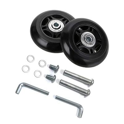 Black Luggage Accessories 2 Wheel Set 75Mm X 24Mm X 8Mm/2.95Inch X 0.94Inch X 0.31Inch Wheels with Bearings ABEC 608Zz