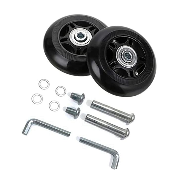 black-luggage-replacement-accessories-2-wheel-set-75mm-x-24mm-x-8mm-2-95inch-x-0-94inch-x-0-31inch-wheels-with-bearings-abec-608zz