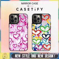 Fashion Art Graffiti Love Mirror CASETiFY DropProof Phone Case Compatible for iPhone14/13/12/11/Plus/Pro/Max iPhone Case Shockproof Protective Acrylic Hard Cover