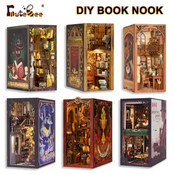 CUTEBEE DIY Book Nook Wooden Bookshelf Shelf Insert Miniatures