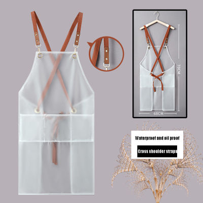 Household Cooking Apron Vinyl Cooking Apron Transparent Cooking Apron Female Kitchen Apron Waterproof Kitchen Apron