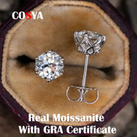 COSYA 100 925 Sterling Silver Real 0.5-1 Carat Moissanite Stud Earrings For Women Sparkling Wedding Fine Jewerly Party Gifts