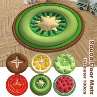 3D Visual Anti-Slip Carpet Comfortable Lounge Area Round Cute Fruit Carpet Pattern Bedside 100cm Cartoon Blanket Summer Rug Bedroom 3D E1V6