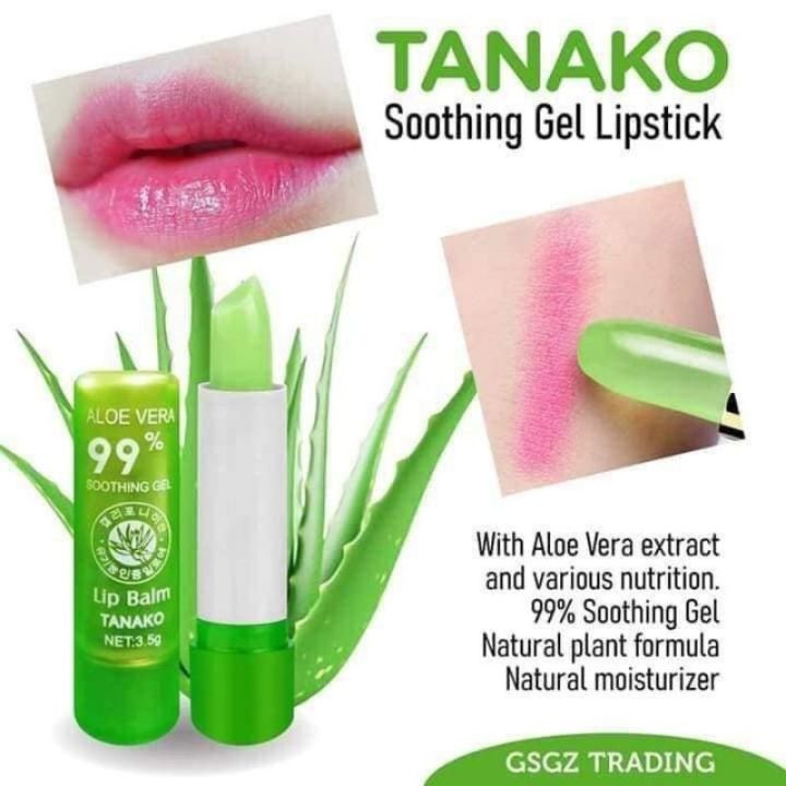 lanla-tanako-aloe-vera-99-lipstick-ลิปมันว่านหางจระเข้-ปรับสีริมฝีปากอมชมพู-เนียนนุ่ม-ลิปว่านหางจระเข้