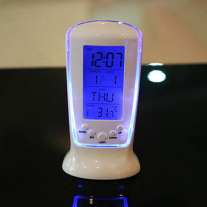 ไฟไฟ-led-กลางคืนนาฬิกาดิจิตอลปฏิทินเครื่องวัดอุณหภูมิตอนหลับนาฬิกาปลุก