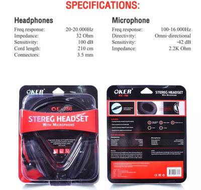 Oker หูฟัง STEREG HEADSET WITH MICROPHONE OKER OE-756