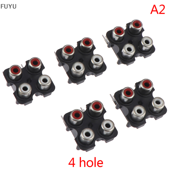 fuyu-5pcs-2-4-hole-rca-female-stereo-audio-jack-av-audio-input-socket-connector