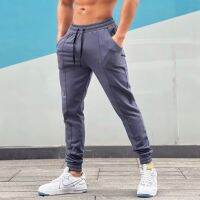 （Ready Stock）? Muscle Spring And Autumn New Mens Sports Leisure Fitness Running Light Plate Solid Color Cotton Slim-Fit Stretch Leg Trousers Sweatpants YY