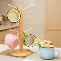 【 Storage Rack】Tree ไม้กาแฟชาราววางแก้วที่แขวนสิ่งของขาตั้งห้องครัวแก้วแขวนจอแสดงผล Drinkware ชั้นวางของ6ตะขอ