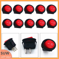 ? SUW 10pcs KCD11เส้นผ่าศูนย์กลางขนาดเล็กรอบเรือโยกสวิทช์ Black MINI round Black White RED 2 PIN ON-OFF ROCKER SWITCH