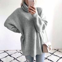 Oversize Turtleneck Knitted Womens Sweater Pullovers Long Batwing Sleeve Winter Solid Women Sweaters 2021 Loose Basic Jumper