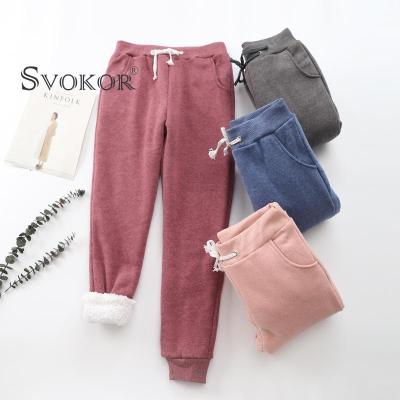 SOKOR Women Winter Warm Pants Cashmere Velvet Thick Casual Cotton Trousers Straight Sports Harem Pants Girl Cold-Resistant Pants