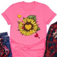 [COD] Leopard sunflower flower cute fashion print clothes T-shirt womens top European and cross-border