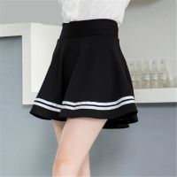 【CC】◕۞❒  Pleated A Skirt Color Waist  School Womens Clothing