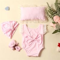 Baby Girls Photography Clothing Photo Jumpsuit Bowknot Beanie Hat Backless Romper Elegant Onepiece Newborns Photoshooting Outfit Sets  Packs