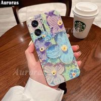 เคสโทรศัพท์2023ดีไซน์ใหม่สำหรับ Honor 90 Lite 90 Pro เคสซิลิโคนนิ่มสีฟ้าอ่อนภาพสีน้ำมันดอกไม้ป้องกันการกระแทกสำหรับ Honor 90Pro 90 Lite