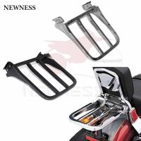 Motorcycle Black/Chrome Sissy Bar Backrest Luggage Rack Rear Carrier For Harley Dyna Street Bob Super Glide Softail Sportster XL