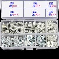 ✷✖ 80pcs M3 M4 M5 M6 M8 Zinc Plated Four Claws Nut Speaker Nut T-nut Blind Pronged Tee Nut Furniture Hardware