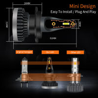 Yhcoms มินิ CSP H4 H7 LED หลอดไฟหน้ารถ H1 H8 H9 9005 HB3 9006 HB4 9012รถยนต์ไฟตัดหมอก F anless โคมไฟ6000พัน12โวลต์