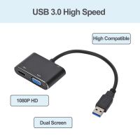 USB3.0 to HDMI-Compatible VGA Audio Converter 1080P HD for Computer Laptop to Monitor/TV Dual Screen Display HDMI-Compatible