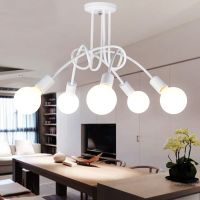 Nordic Modern Creative Curve Chandeliers Wrought Gold Plated Hanging Lights for Restaurant Living Room Decor Light Fixtures