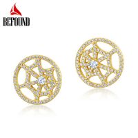 Gold Color 925 Silver Stud Earrings Personalized Jewelry Shining Zircon Inlaid Spider Web Earrings for Women Party Accessories