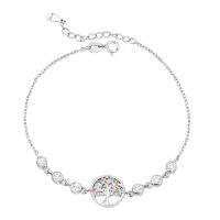 Silver thai Silver Tree of Life Bracelet with Cubic Zirconiaสร้อยข้อมือตรงกลางเป็นรูปต้นไม้ประดับเพรชczใส่เที่ยวหรือจะใส่อออกงาน