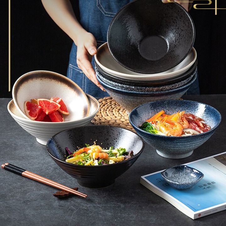 ชามราเมงทรงขนมจีบสไตล์ญี่ปุ่นขนาด7-8-9นิ้ว-guanpai4อุปกรณ์ทำครัวเครื่องใช้บนโต๊ะอาหารในครัวเรือนภาชนะใส่ซุปความจุมาก