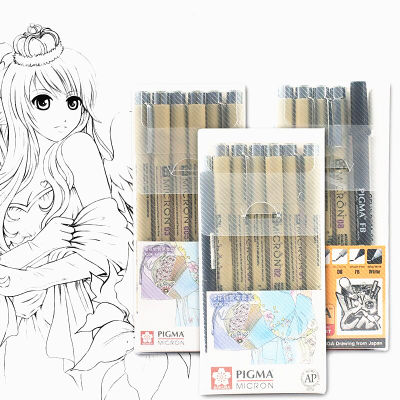 เซ็ตปากกาวาดรูป Sakura รงควัตถุปากกาวาดภาพจำนวน005 01 02 03 04 05 08 1.0แปรงมาร์คเกอร์สเก็ตช์ปากกา