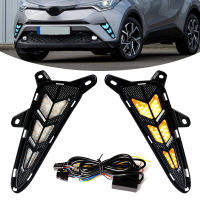 สำหรับ Toyota C-HR CHR 2016 2017 2018 2019รถ LED DRL ไฟวิ่งกลางวันแบบไดนามิกไฟเลี้ยวอัตโนมัติหมอกโคมไฟสีขาวสีฟ้าสีเหลือง