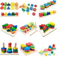 Large Size Kid Montessori Wooden Toys Rainbow Block Kid Learning Toy Color Shape Match Cognition Set Children Christmas Toy Gift