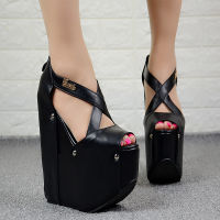 European American style y nightclub women shoes 18CM simple elegant high heels muffin platform super high heel wedge sandals